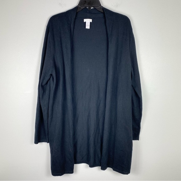 Chico's Sweaters - ⭐️ Chicos Black Long Sweater Cardigan sz 2 / Large Cotton Modern Classic